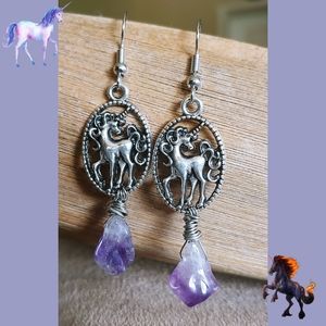 Sparkling Unicorn Amethyst Earrings